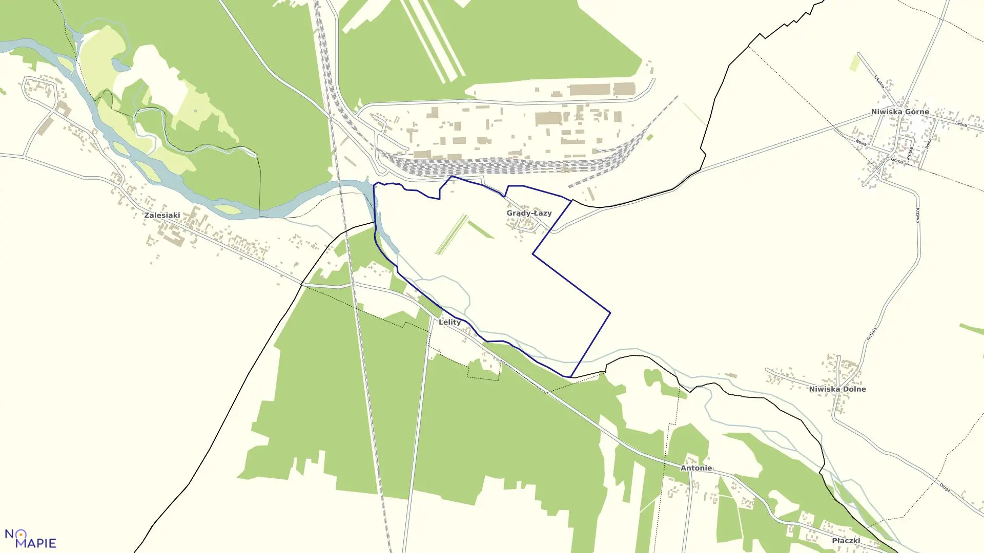 Mapa obrębu GRĄDY w gminie Działoszyn