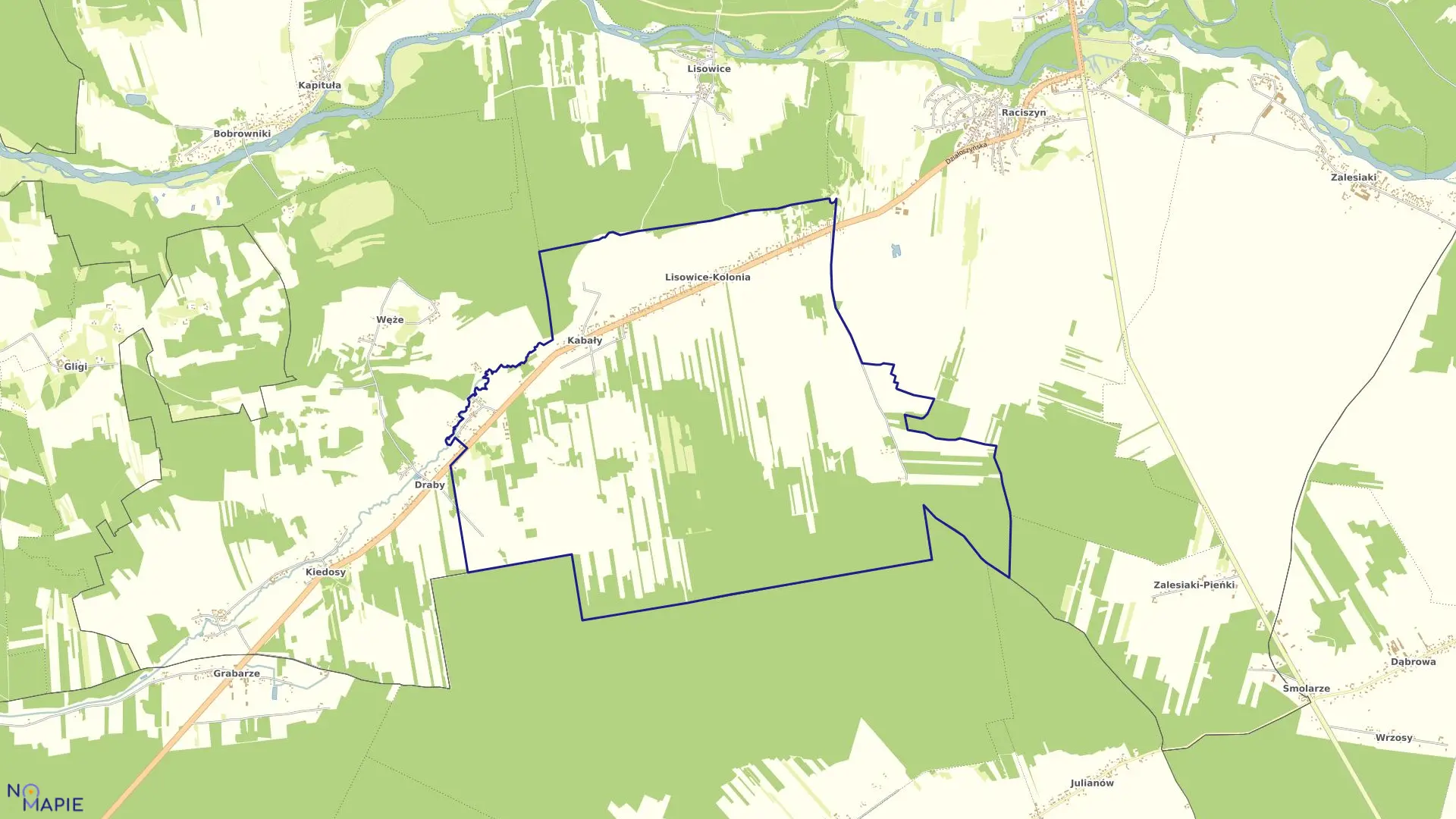 Mapa obrębu KOLONIA LISOWICE w gminie Działoszyn