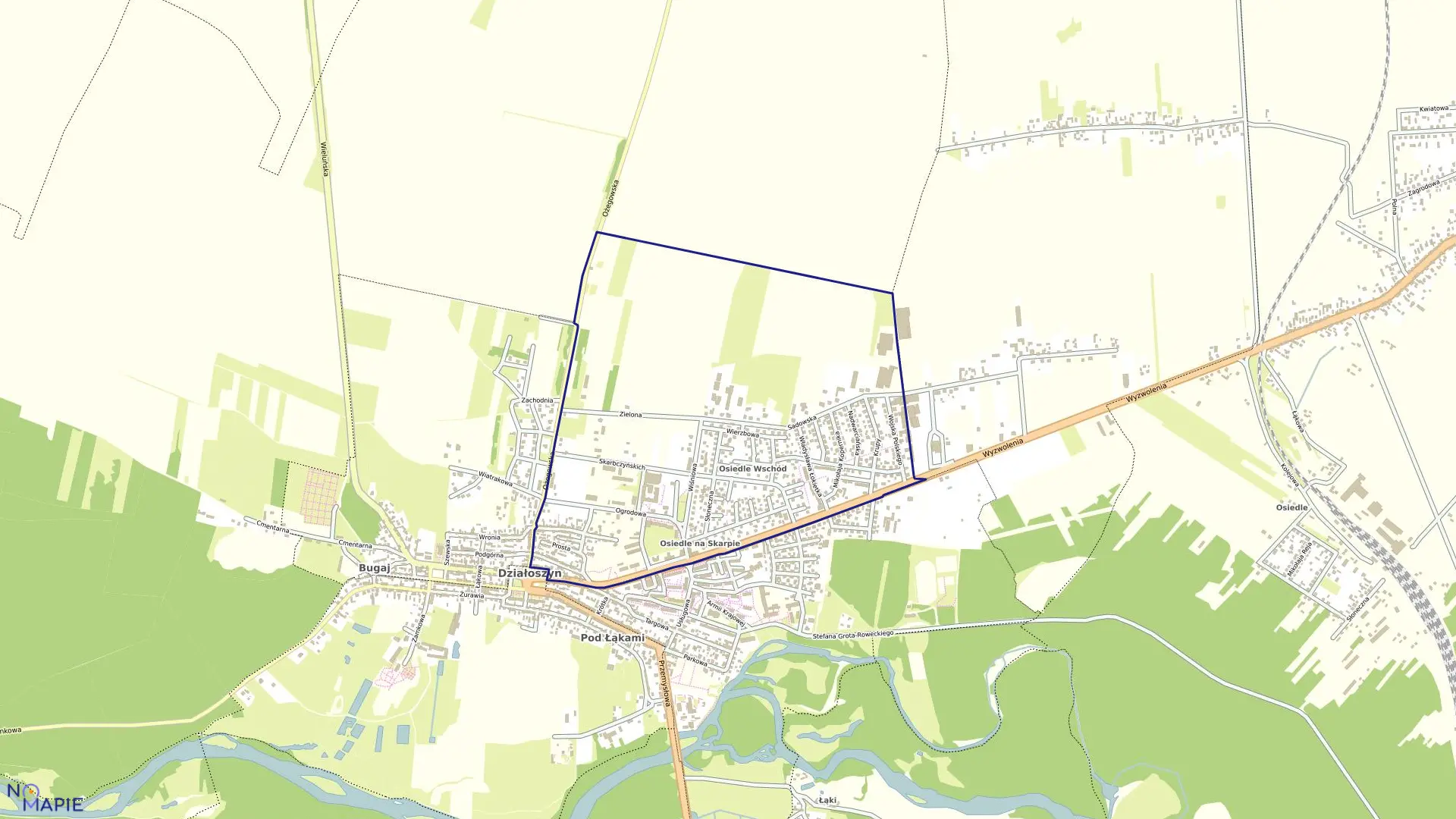 Mapa obrębu obręb 2 w gminie Działoszyn